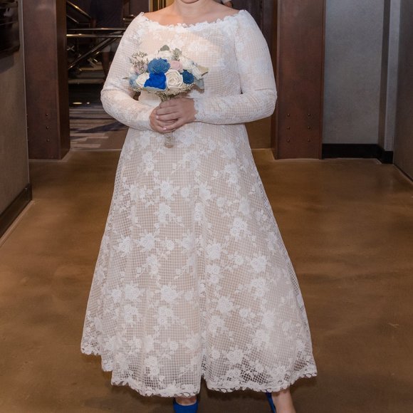 BHLDN Wedding Justine Gown Ivory Lace Over Cream - Picture 4 of 15